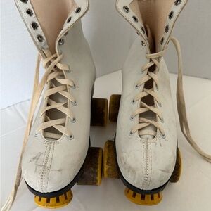 White and Yellow High-Top Skates